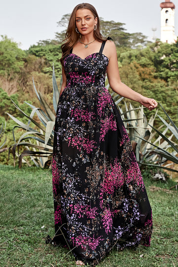 A Línea Tirantes de Espagueti Negro Vestido de Graduación